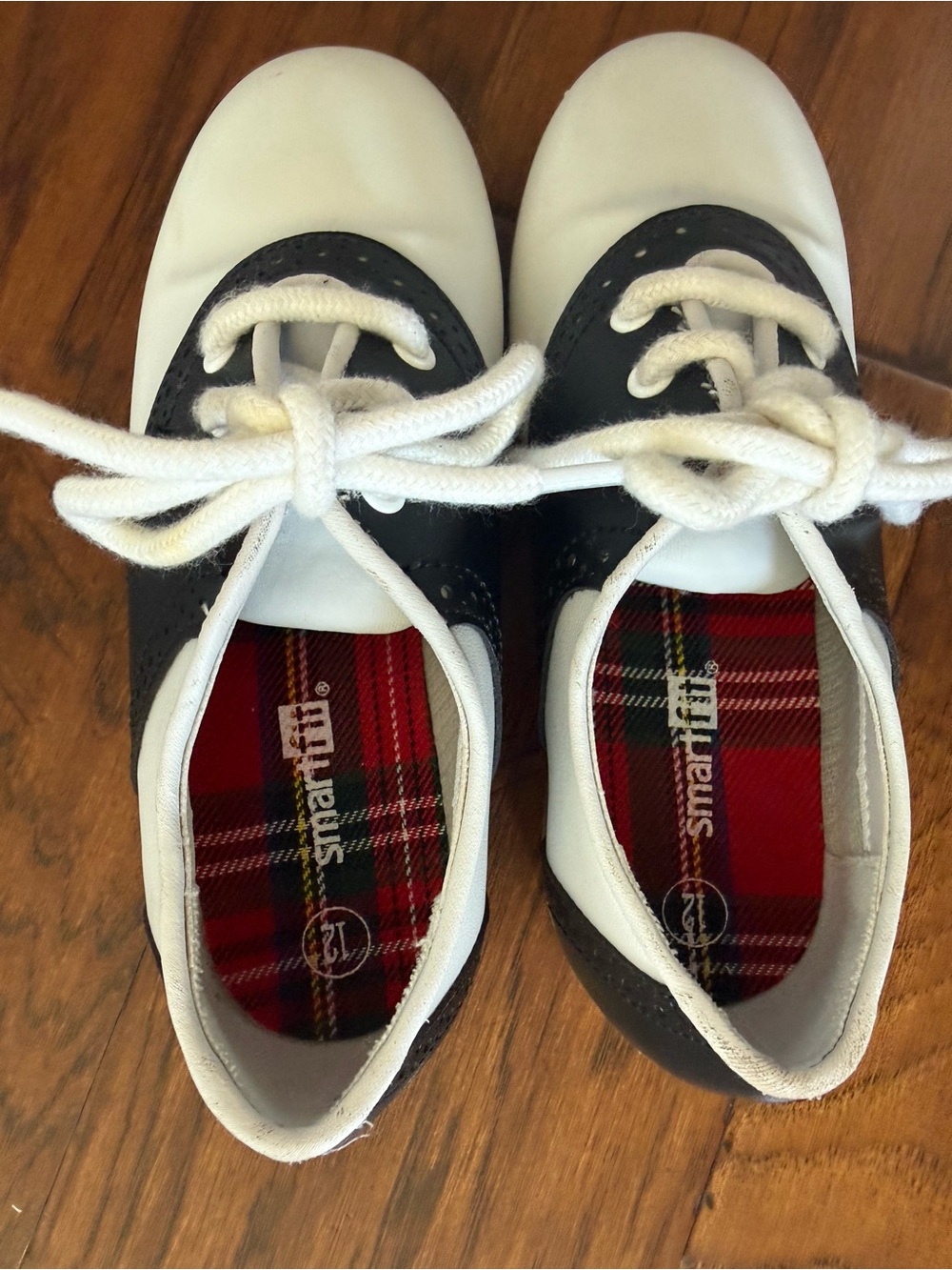 smartfit Navy and White Kids Saddle Dress Shoes